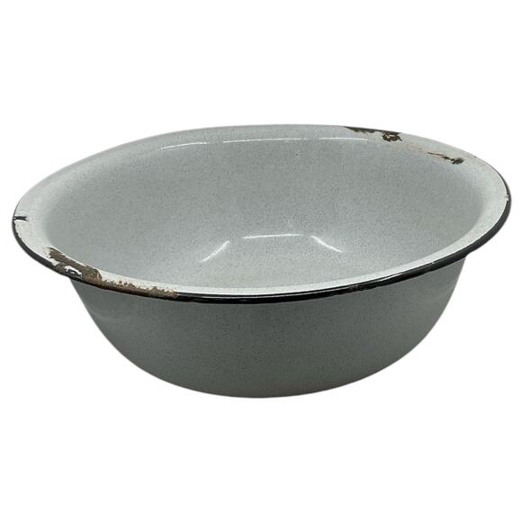 Grey Speckled Graniteware Bowl Mixing Basin Bread Making Fruit Centerpiece - Picture 2 of 6